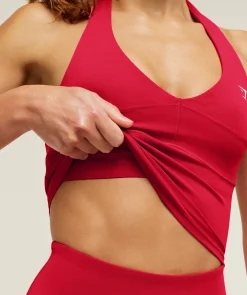 Colour Block Halter Neck Tank With Shelf