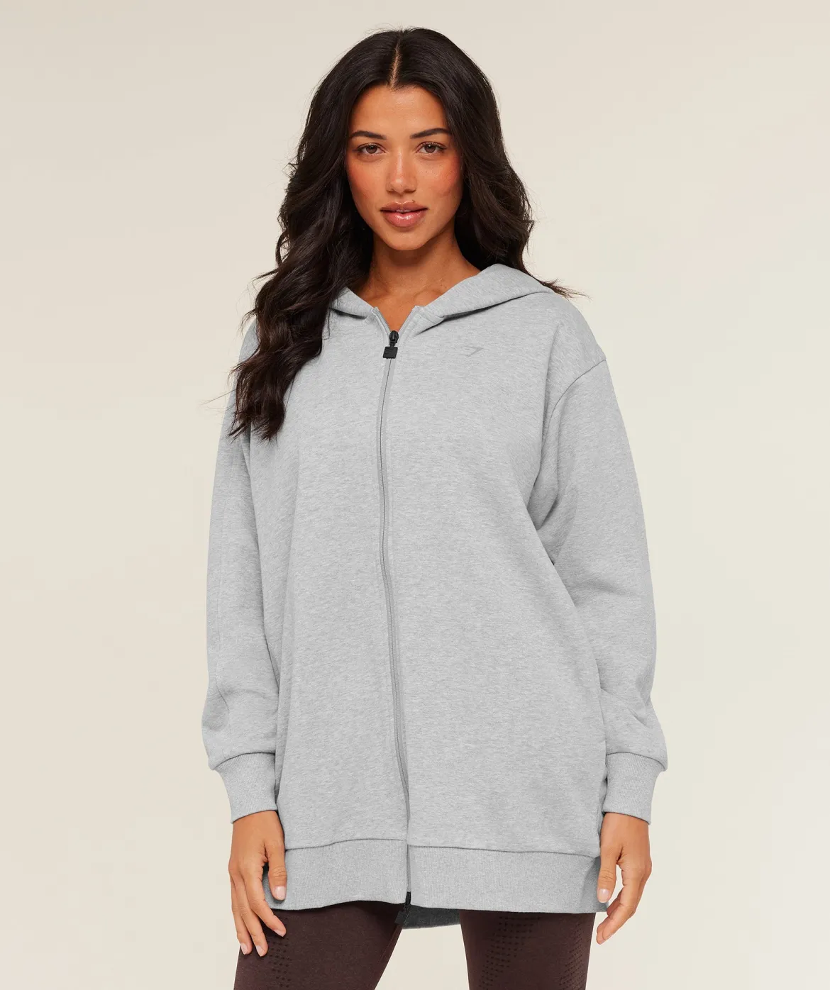 Covered Longline Zip Up Hoodie