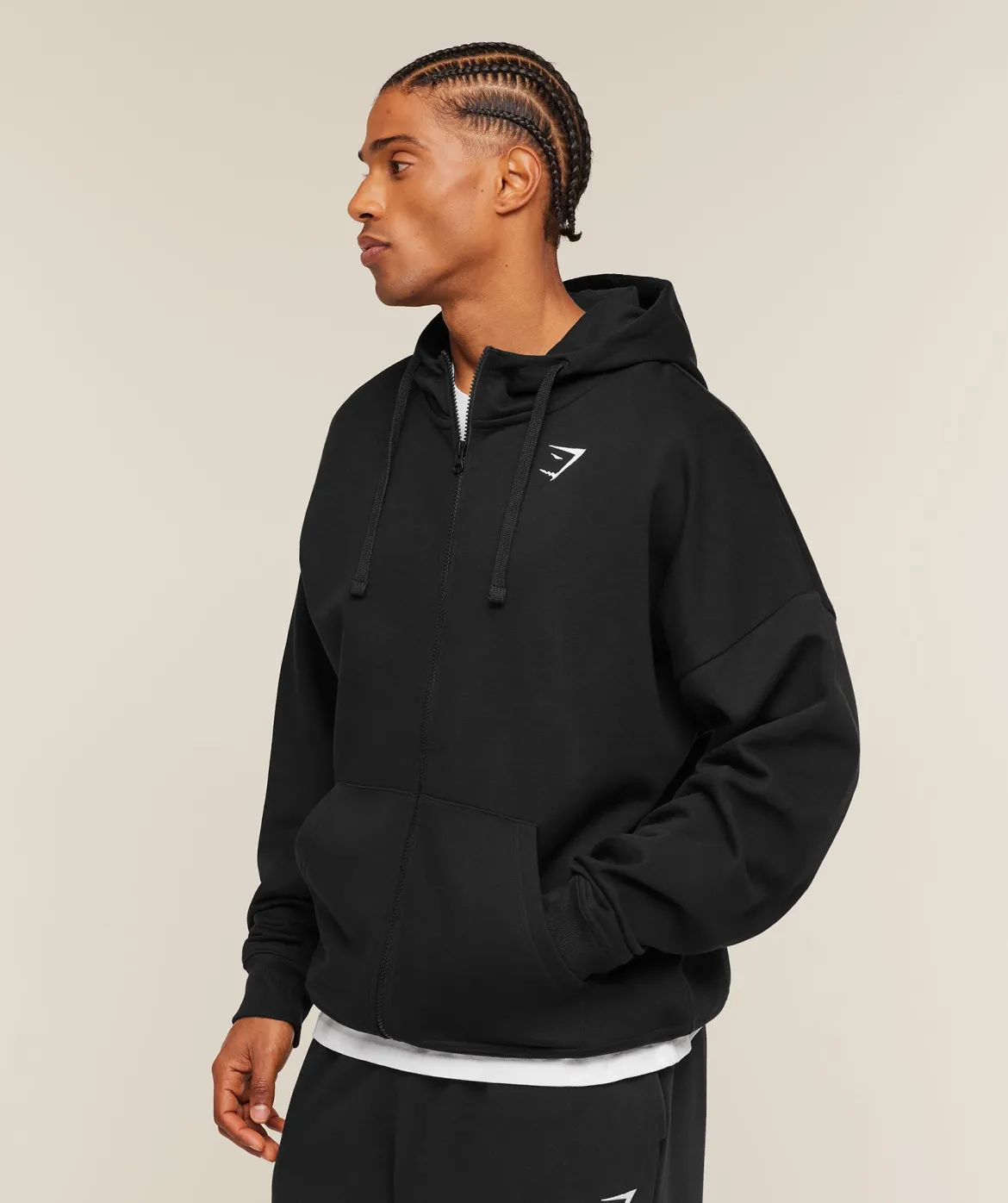 Crest Oversized Zip Up Hoodie