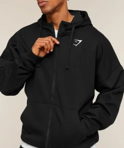 Crest Oversized Zip Up Hoodie