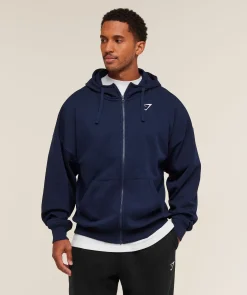 Crest Oversized Zip Up Hoodie