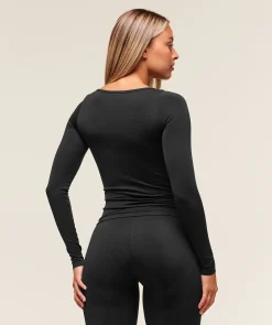 Everyday Seamless Wide Neck Long Sleeve Top