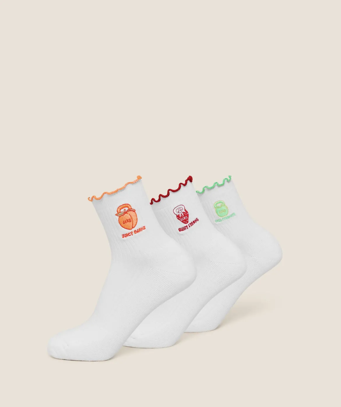 Fruity Graphic Midi Frill Socks 3pk
