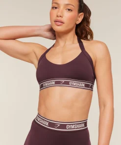 Light Support Halter Neck Logo Sports Bra