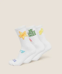 Lucky Graphic Crew Socks 3pk