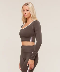 Piping Long Sleeve Crop Top