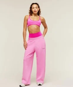Script Embroidery Wide Leg Pants